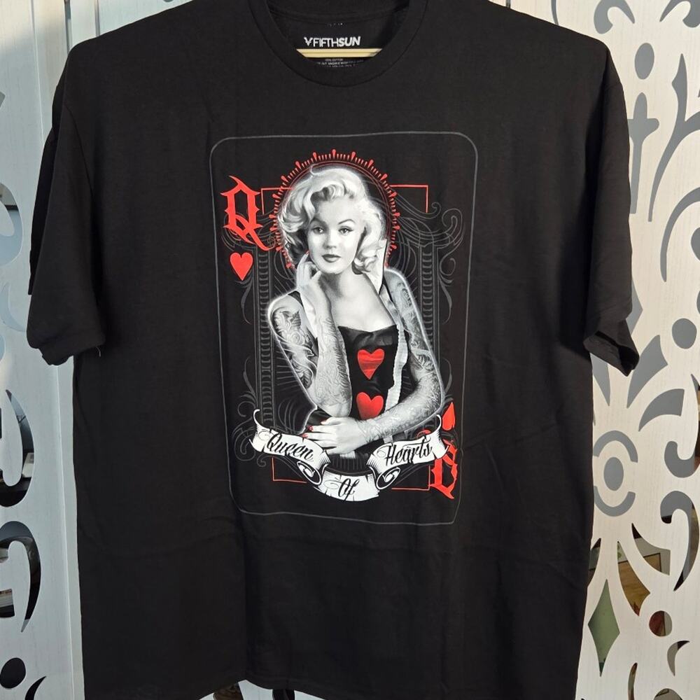 Fifth Sun Queen of Hearts Pin Up Tattoo Graphic T Shirt Mens 3XL Black NWOT
